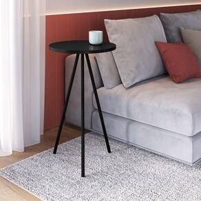 Mesa Lateral Redonda Alta Industrial Artesano Preto/Preto
