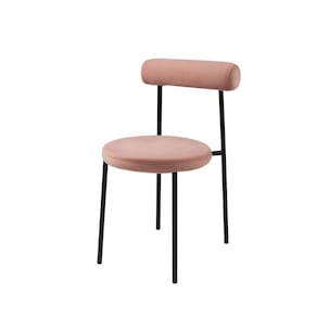Cadeira Base de Aço e Assento e Encosto Estofados Roll Rosa