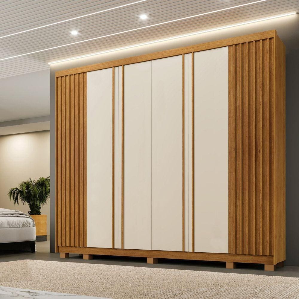 Guarda-roupa 6 Portas 6 Gavetas Arezzo Cinamomo/Off-White