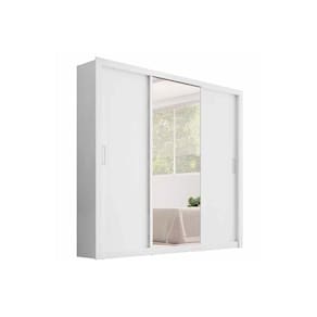 Guarda Roupa Casal 3 Portas de Correr e 2 Gavetas c/ Espelho Residence Branco - Demóbile