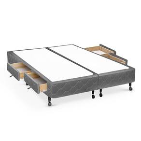 Cama Box Base c/Gavetas Queen Poli Tecido Gray (158x27-c/4 Gavs) - Castor