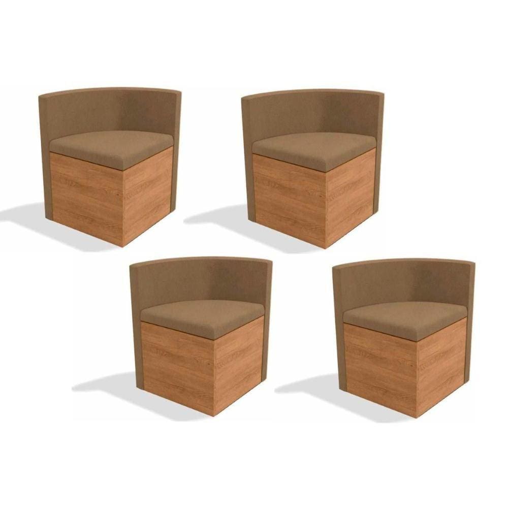 Cadeira Sala de Jantar 4CAD800 Kit 4 Un Freijó - Assento/Encosto Caramelo D005 - Kappesberg