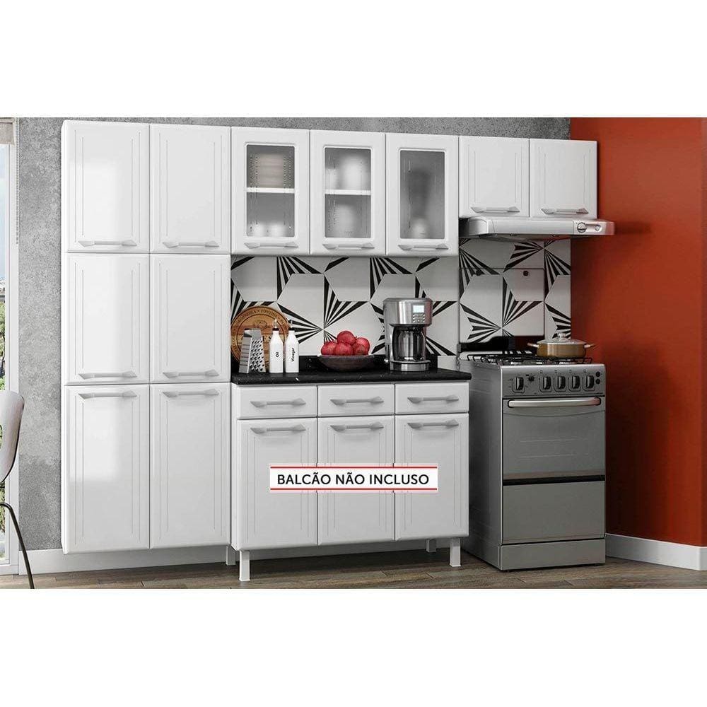 Cozinha Completa Topázio Aço 3 Peças (2Aéreo+1Paneleiro) CZ68 Branco - Telasul