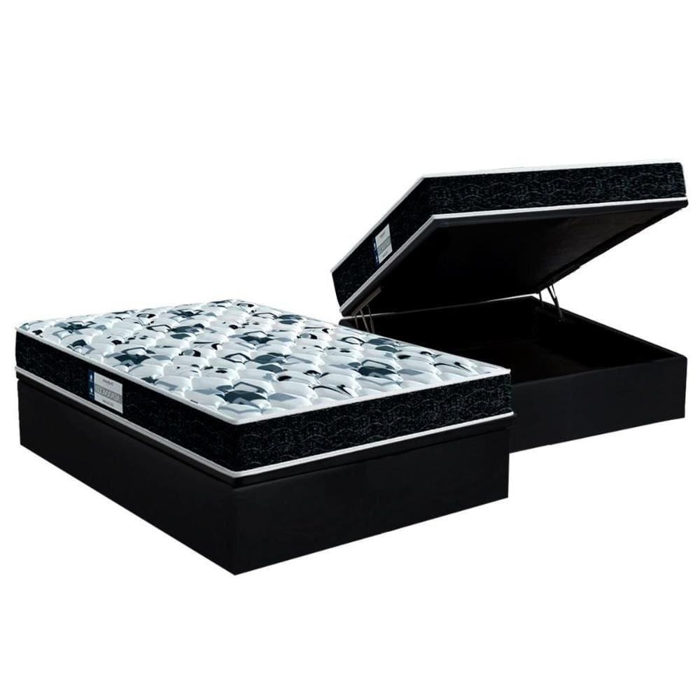 Cama Box Baú Casal: Colchão Anatômico Probel D28 / EP ProDormir Advanced Tech1000 + Base CRC Suede Black(138x188)