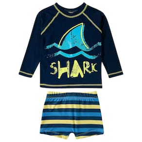 Conjunto Praia Infantil Tubarão Colorido Marinho Tip Top