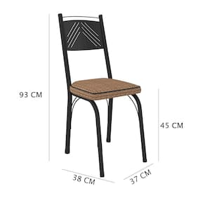 Kit 8 Cadeiras de Cozinha Virginia Estampado Rattan Bege Pés de Ferro Preto - Pallazio