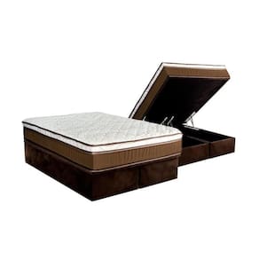 Cama Box Baú Queen: Colchão Molas Ensacadas Luckspuma MasterPocket Caribe + Base CRC Suede Brown(158x198)
