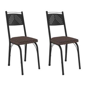 Kit 2 Cadeiras de Cozinha Virginia Estampado Tecelão Cacau Pés de Ferro Preto - Pallazio