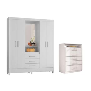 Guarda Roupa Capelinha Persia 4.3 + Cômoda Triunfo Branco - Demóbile