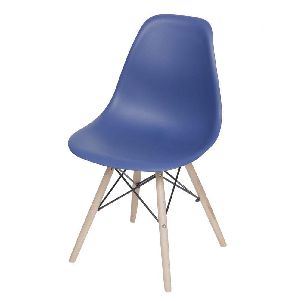 Cadeira Eames Base de Madeira Or Design Azul Marinho