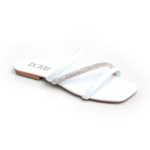 Rasteira Patricia com Detalhes em Strass Branca 2588