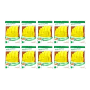10 Pares Luva Multiuso Látex Amarela Limpeza Resistente