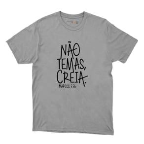 Camisa Religiosa de Algodao Masculina Não Temas Creia Basica Gola Redonda Evangelizaçao