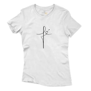 Camiseta Fé Feminina Algodao Gola Redonda Manga Curta Confortavel Super Macia