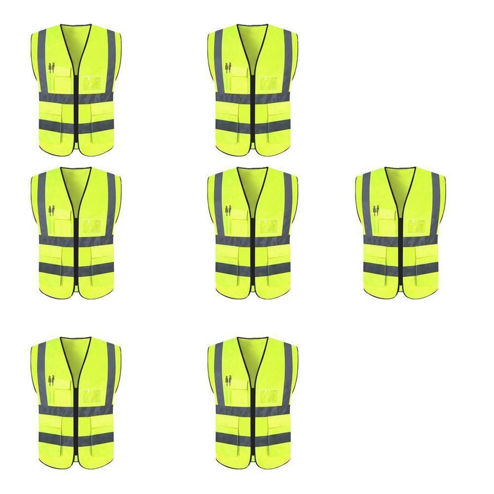Colete Refletivo Sinalizador Epi Kit 7 Unidades Trabalho Obra Transiso Fiscalizaçao