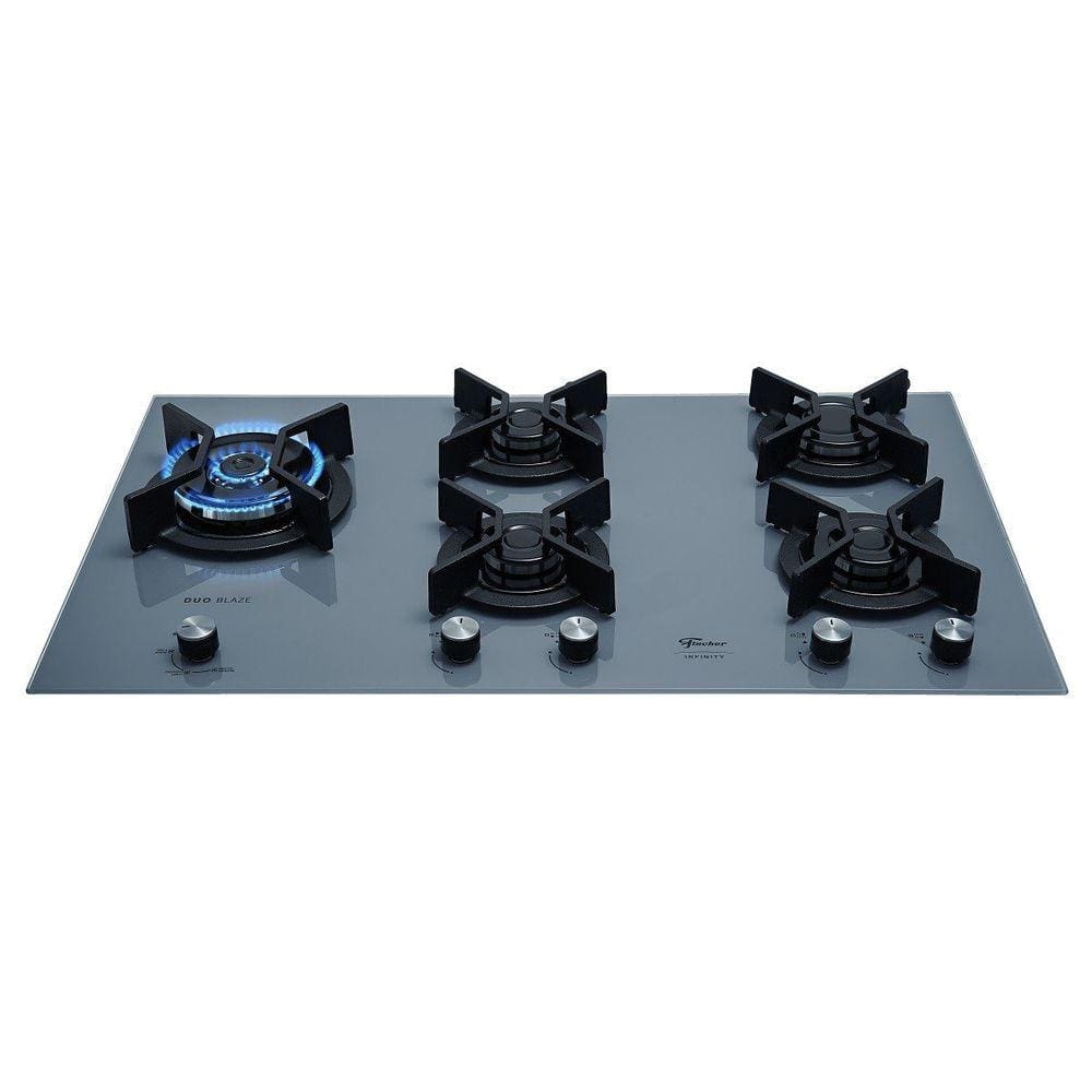 Fogão Cooktop Fischer 5Q TC Infinity Duo Blaze Gás Mesa Vidro Eiger 31800