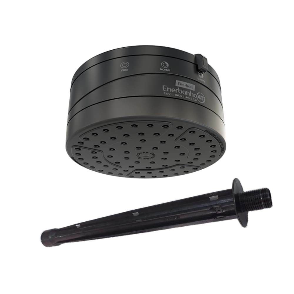 Enerbanho 4T 6800W 220V Preta Com Braco Pt 30Cm