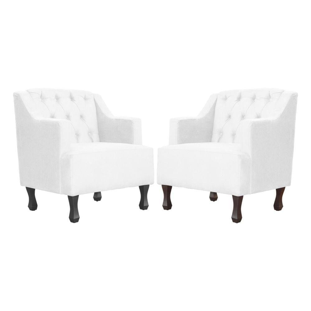 Kit 2 Poltronas Estofada Para Hall de Entrada Genesis Suede Branco - LM DECOR