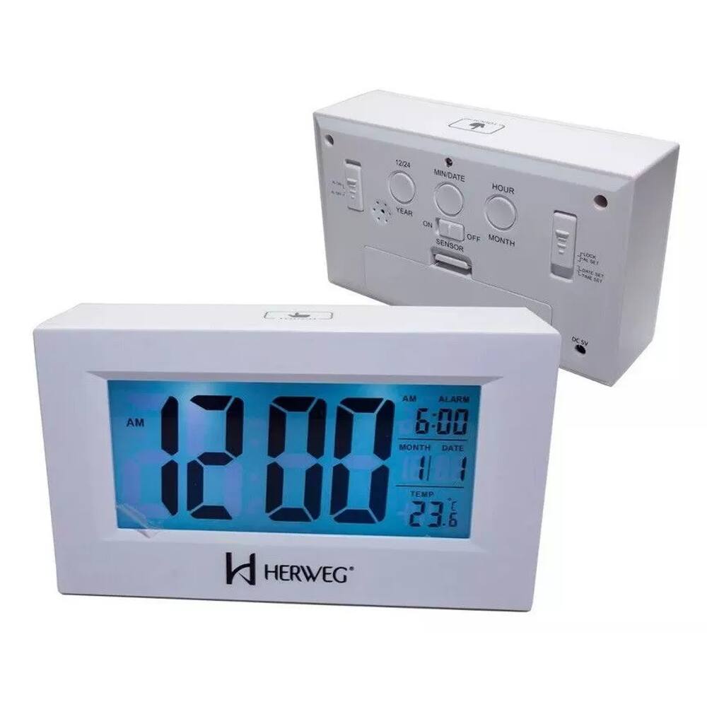 Despertador Digital Branco Herweg 2972