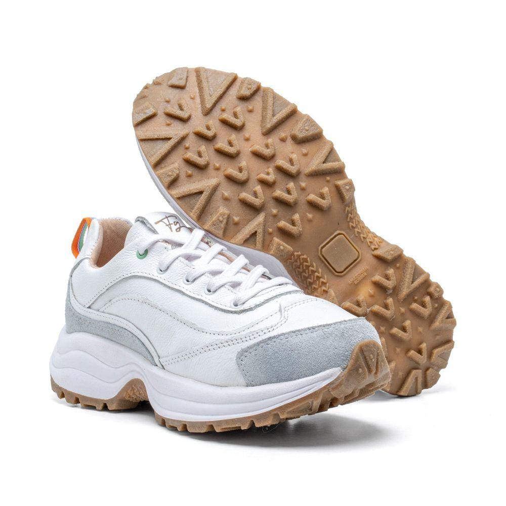 Tênis Feminino Sneaker Solado Tratorado Branco/cinza