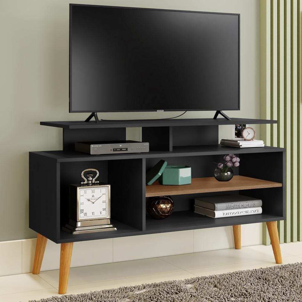 Rack para TV Brado Preto e Canela