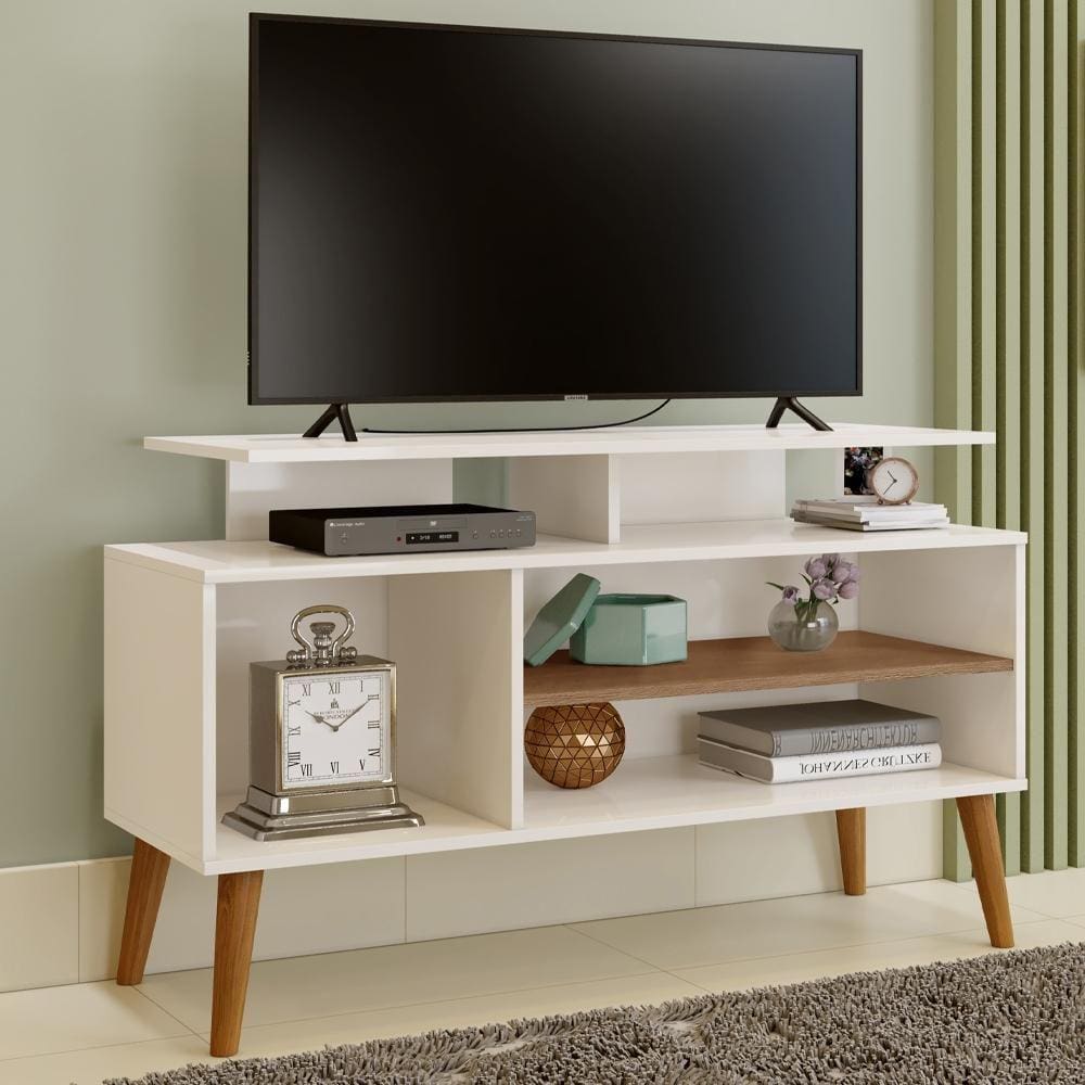 Rack para TV Brado Off White e Canela