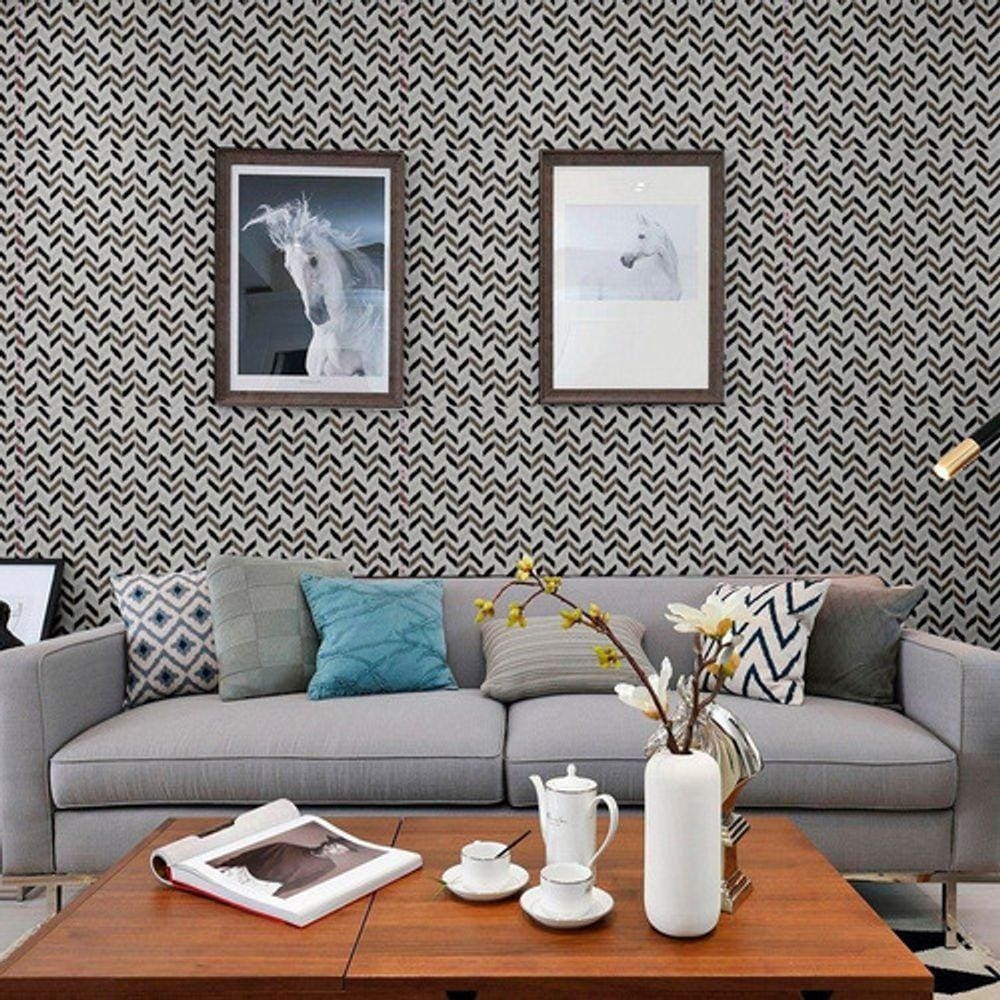Papel De Parede Adesivo Pvc Estampa Zig Zag 5m X 45cm