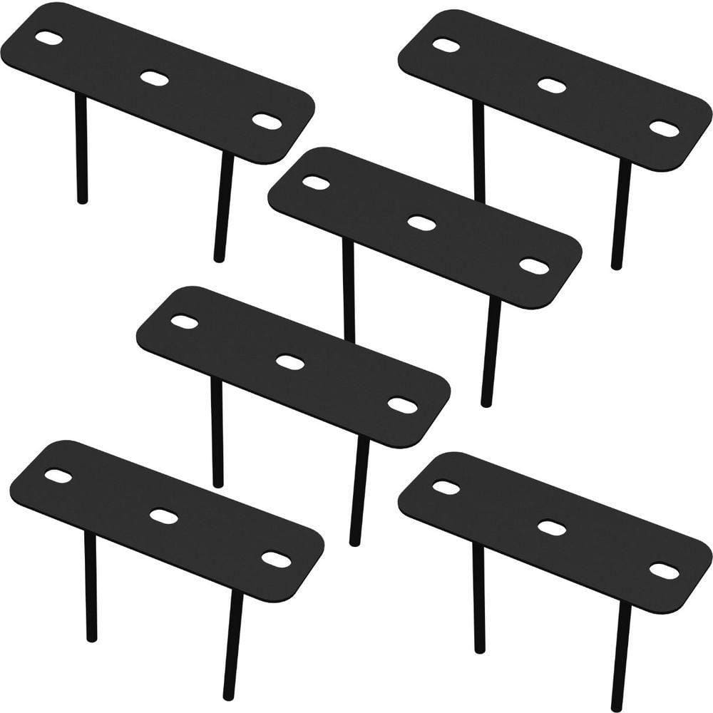 06 Suportes 2 Espetos Estacas Chão Refletor 06 Cjts - Preto