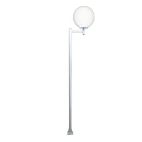Poste E Luminária Globo G Braço Reto Jardim Branco 300cm
