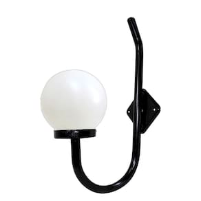 Luminária Globo Braço Curvo De Parede Alumínio Preto 56x20cm