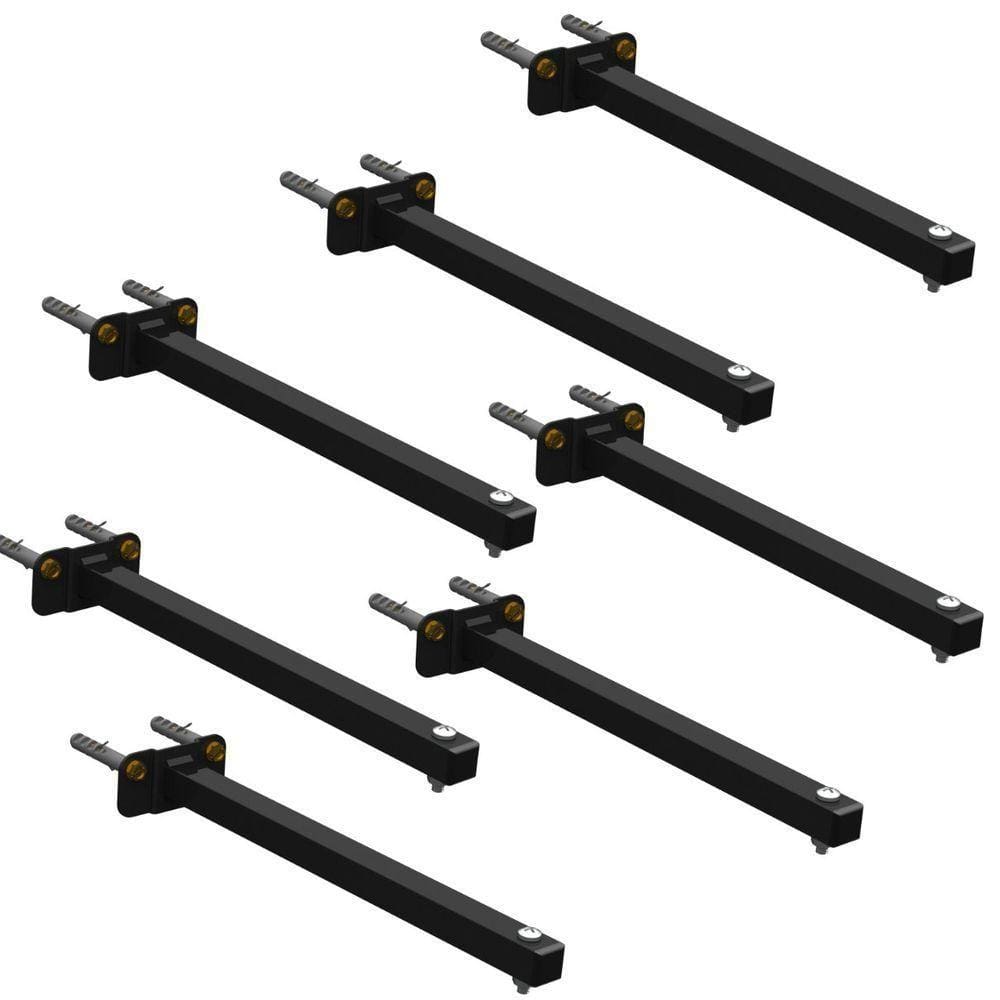 07 Suportes Refletor Base Reta Braço 20 Cm 7 Cjts - Preto