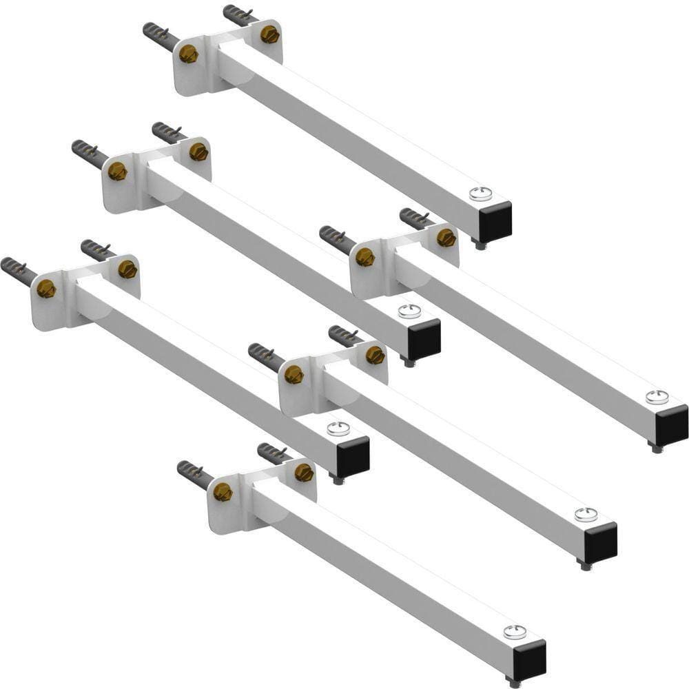 06 Suportes Refletor Base Reta Braço 100 Cm 6 Cjts - Branco