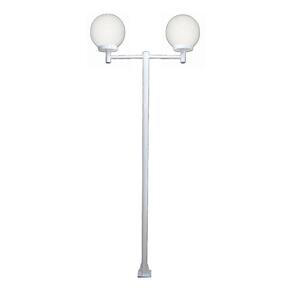 Poste Luminária Dupla Globo G Braço Reto Jardim Branco 200cm