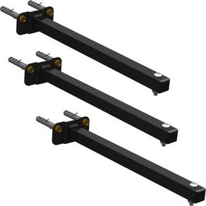 03 Suportes Refletor Base Reta Braço 50 Cm 3 Cjts - Preto