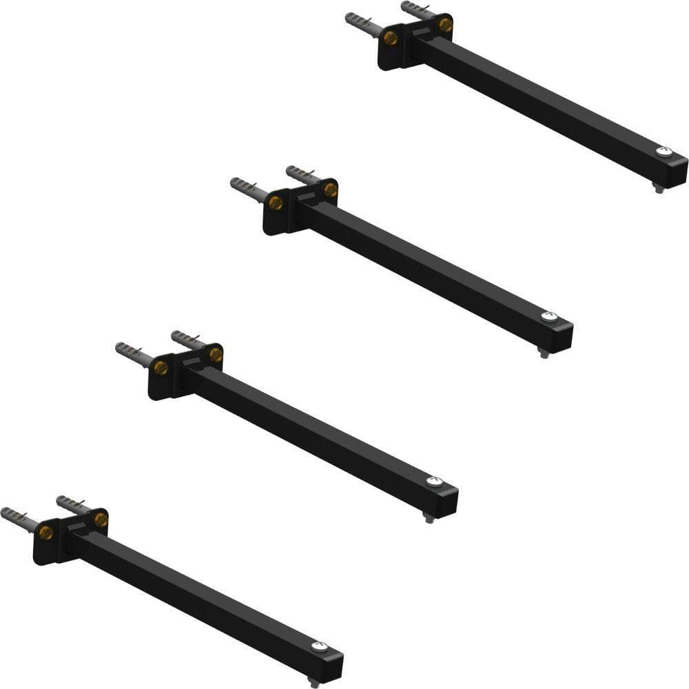 04 Suportes Refletor Base Reta Braço 80 Cm 4 Cjts - Preto