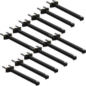 12 Suportes Refletor Base Reta Braço 50 Cm 12 Cjts - Preto