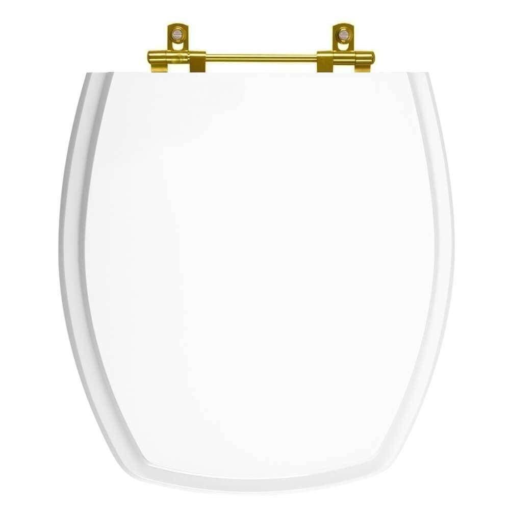 Assento Sanitário Thema Branco Para Vaso Incepa Com Ferragem Dourada