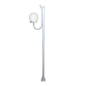 Poste Luminária Globo P Braço Curvo Cima Jardim Branco 300cm