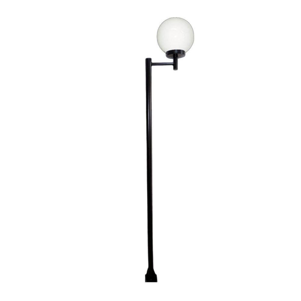 Poste E Luminária Globo P Braço Reto Jardim Preto 300cm