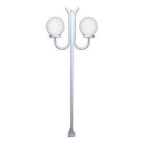 Poste Luminária Globo P Duplo Braço Curvo Cima Branco 200cm