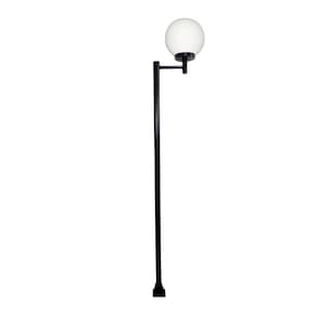 Poste E Luminária Globo P Braço Reto Jardim Preto 200cm