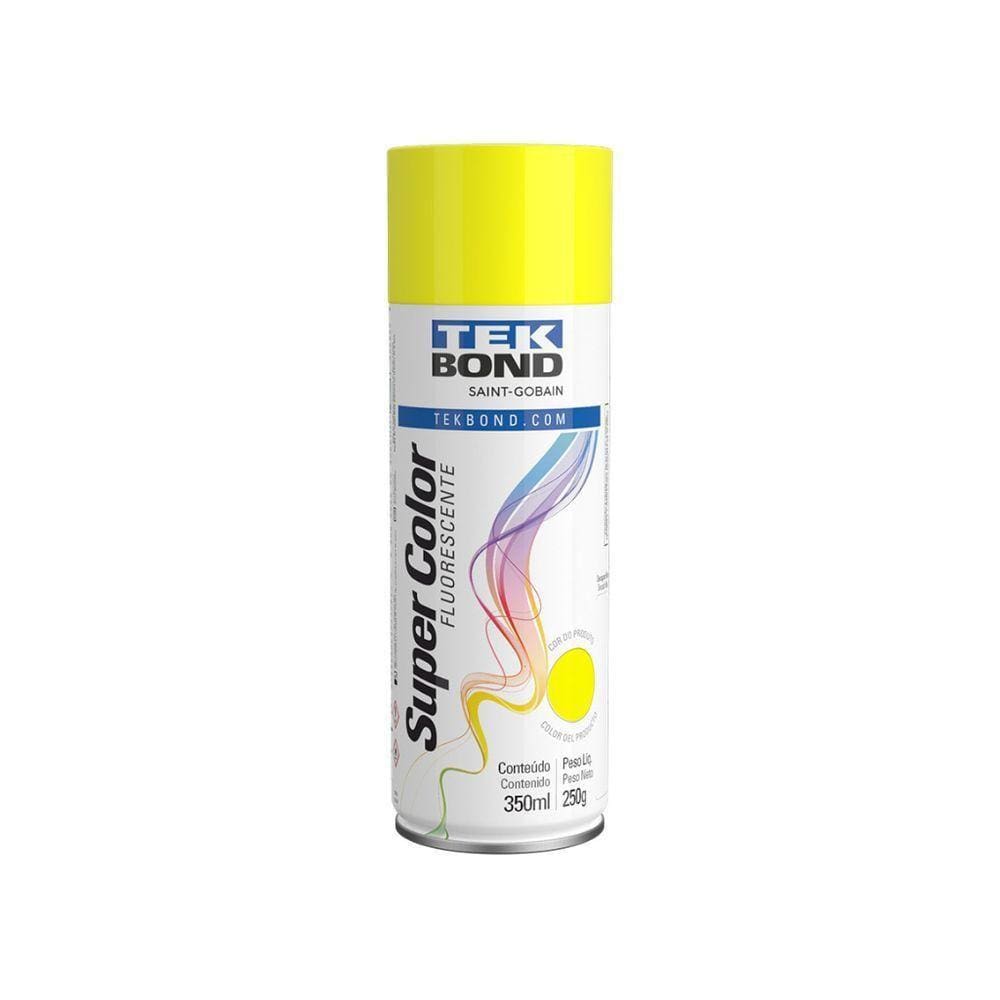 Tinta Aerossol Fluorescente 350ml - Tekbond Amarelo