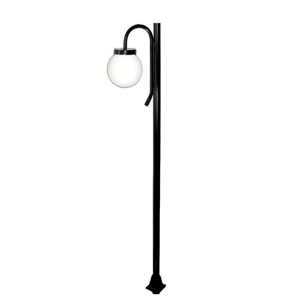 Poste Luminária Globo G Braço Curvo Baixo Jardim Preto 300cm
