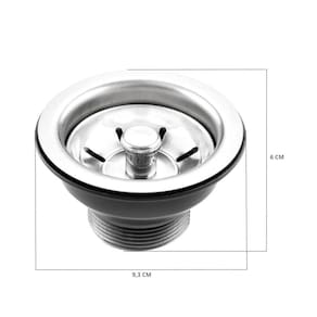 Válvula De Escoamento Para Pia Em Inox 3.1/2 Pino Preto