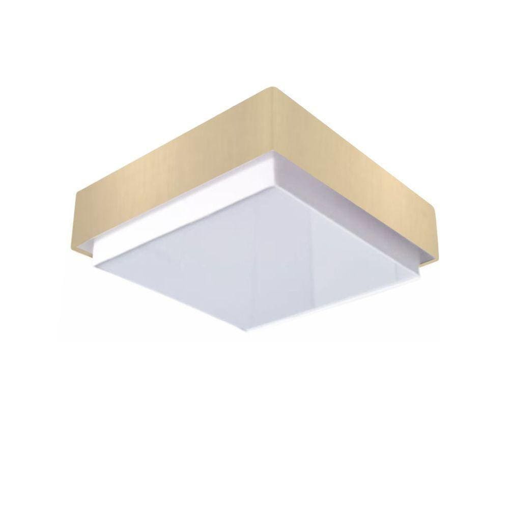 Plafon Quadrado Vivare Md-3091 Cúpula Em Tecido 50x50cm Algodão-crú Bivolt