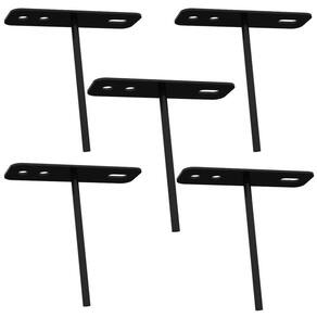05 Suportes Espetos Estacas Chão Refletor - 05 Cjts - Preto