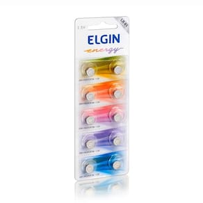 Bateria Alcalina Elgin Lr41 1.5v Cartela Com 10 Unidades