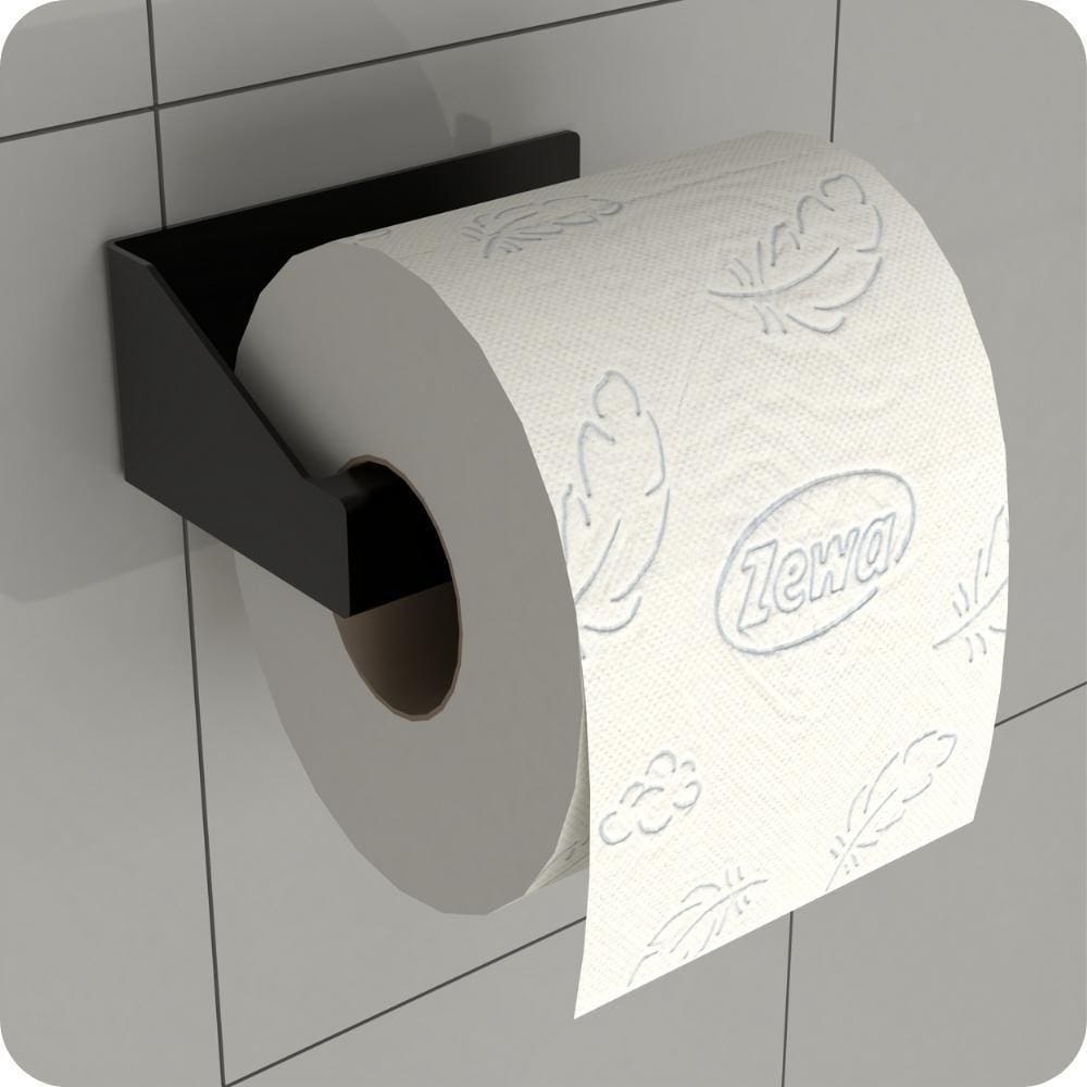 Porta Papel Higiênico Adesivo Colar Na Parede Preto Df