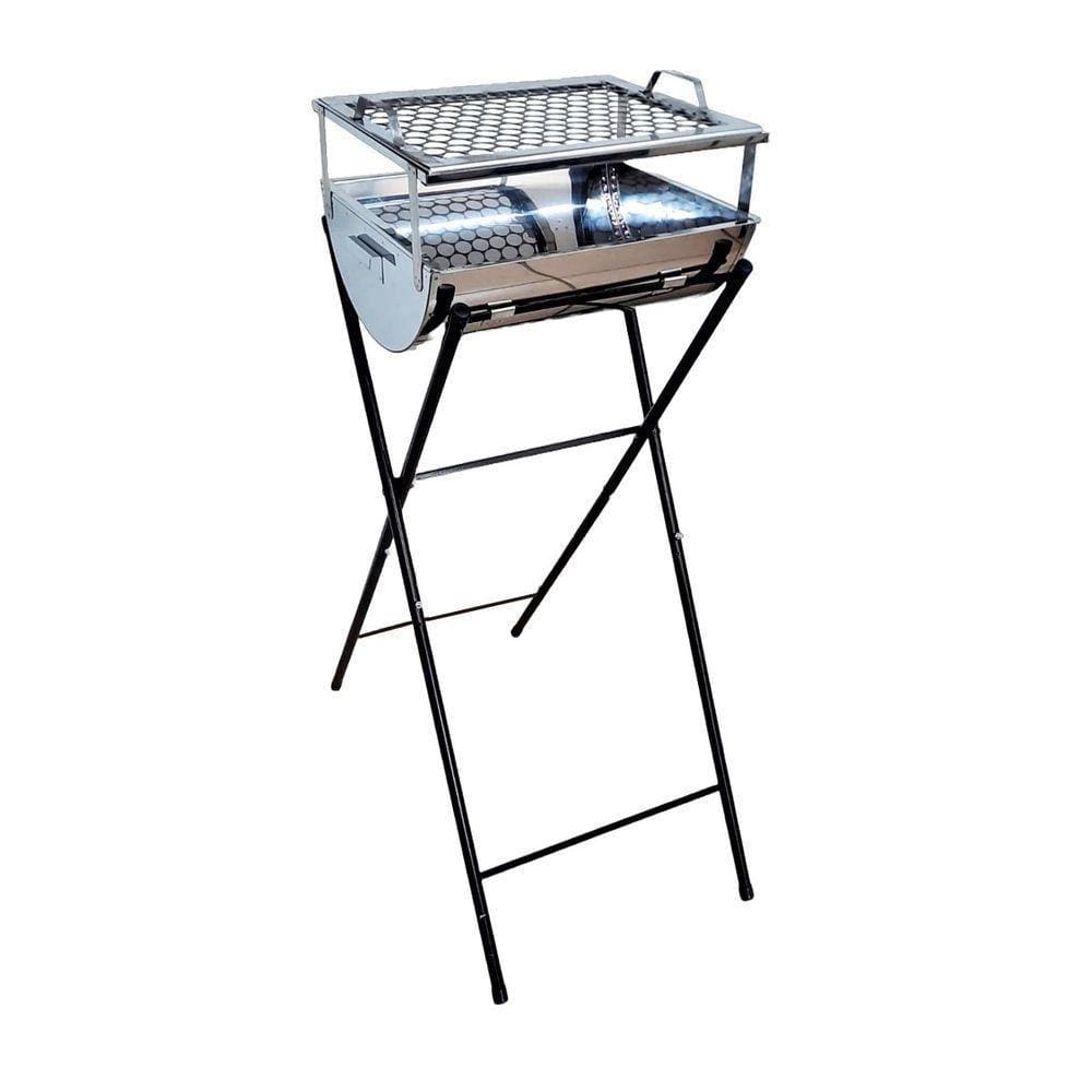 Churrasqueira Master Aço Inox Grelha E Suporte 92X36X30Cm