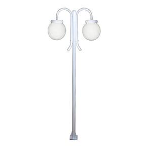 Poste Luminária Globo G Duplo Braço Curvo Baixo Branco 200cm